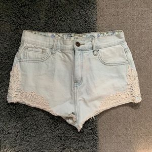 High-Waisted Light Wash Jean Shorts
